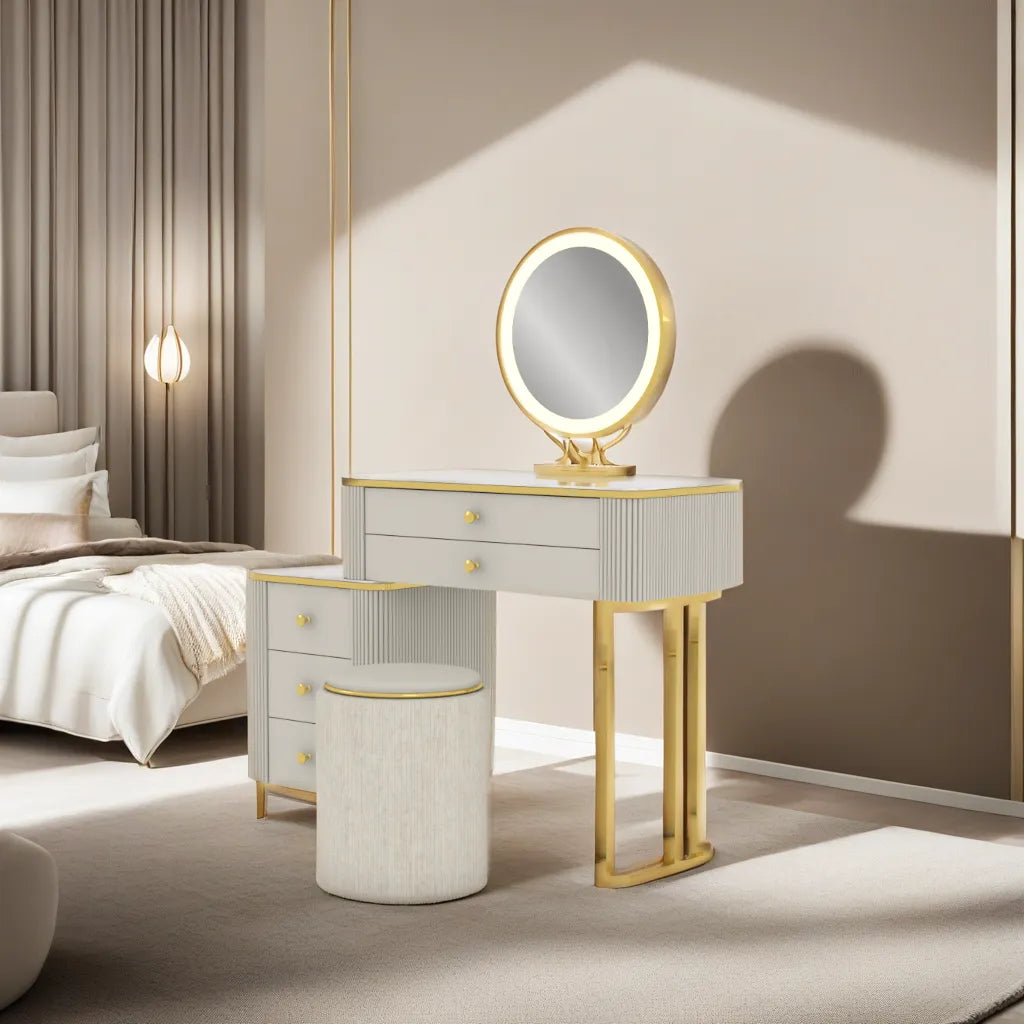 Selene Extendable Dressing Table with Sintered Stone Top