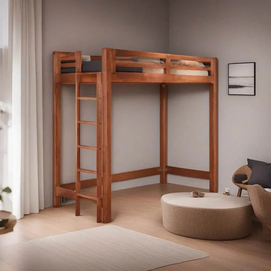 Alaire Wooden Loft Bed Frame (Cherry) Singapore