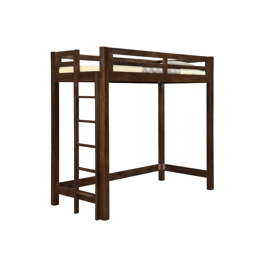 Alaire Wooden Loft Bed Frame (Dark Cherry) Singapore