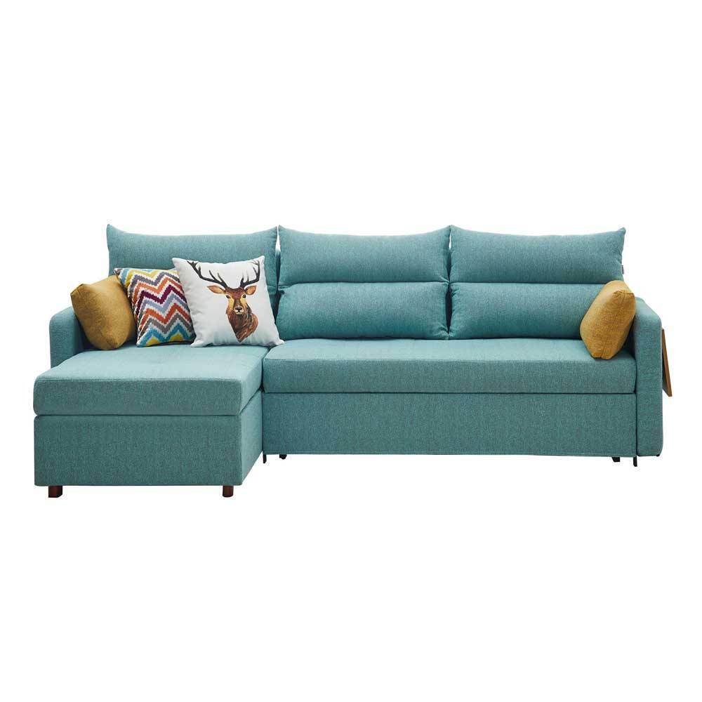 Alice L-Shaped Blue Storage Sofa Bed Singapore