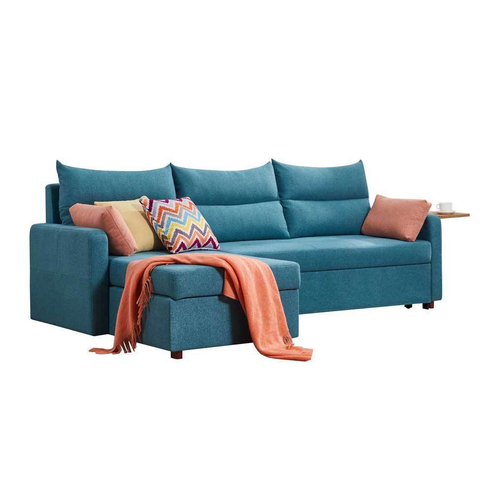 Alice L-Shaped Blue Storage Sofa Bed Singapore