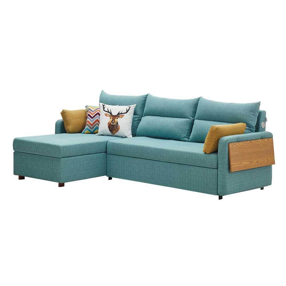 Alice L-Shaped Blue Storage Sofa Bed Singapore