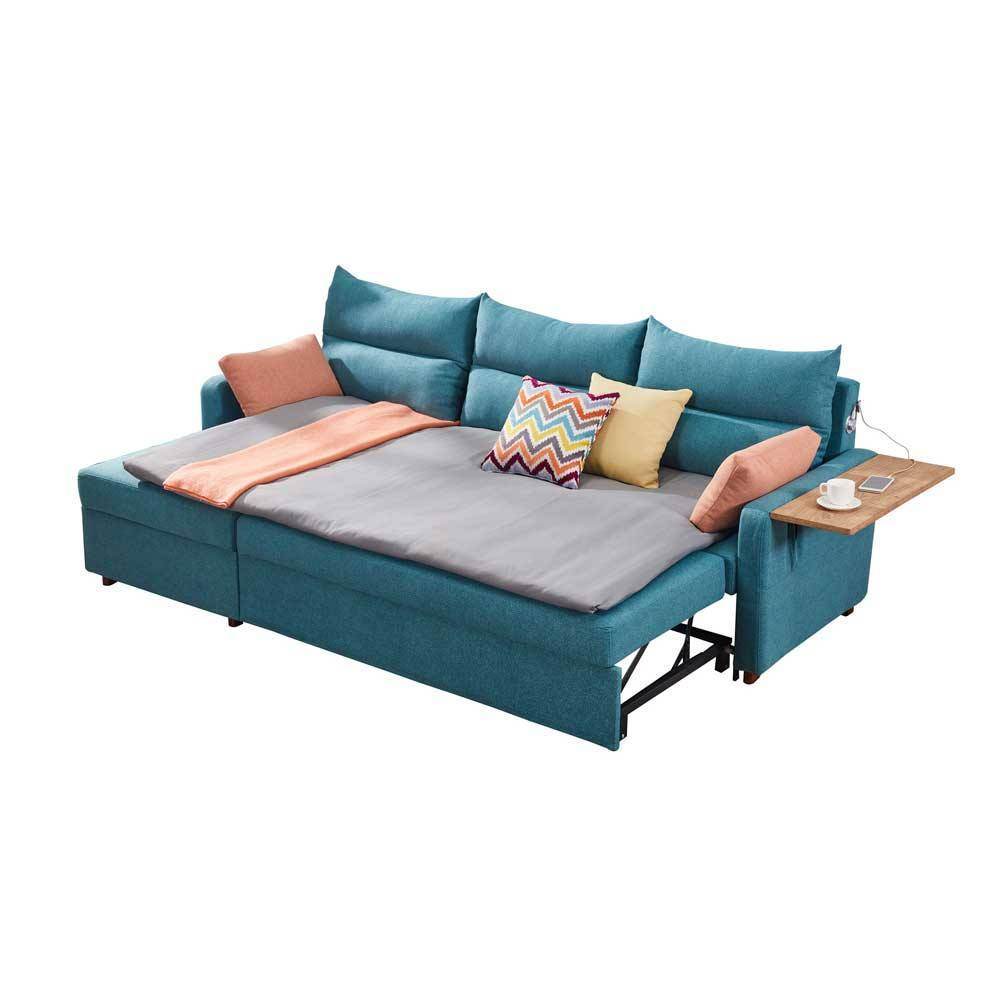 Alice L-Shaped Blue Storage Sofa Bed Singapore