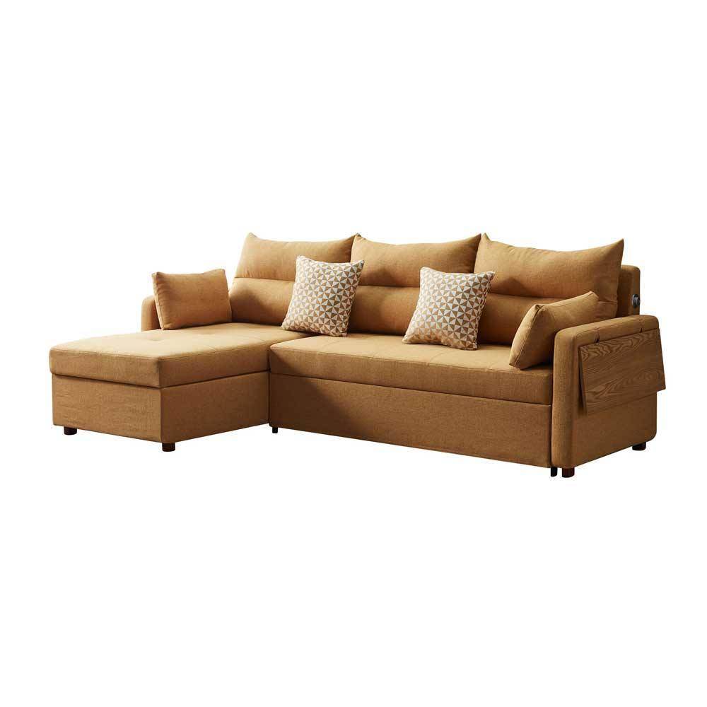 Alice L-Shaped Brown Storage Sofa Bed Singapore