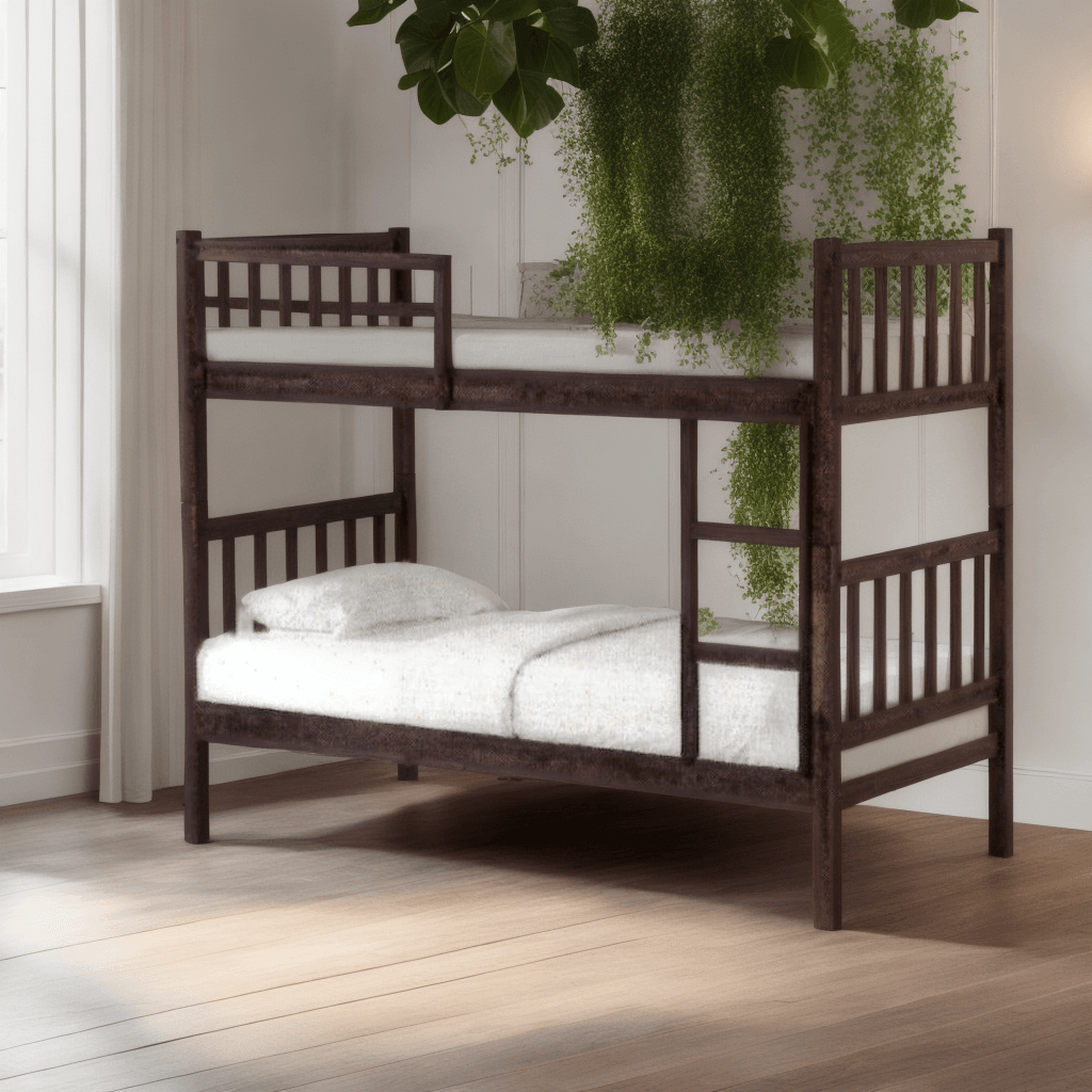 Alondra Walnut Wooden Double Decker Bed Frame Singapore