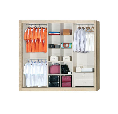 Angelina Modular Wardrobe (Light Oak with Black Glass) Singapore