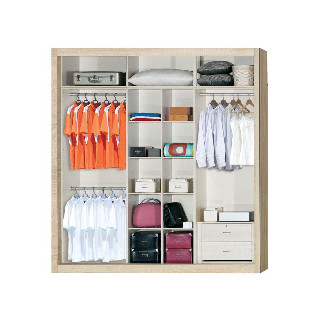 Angelina Modular Wardrobe (White with Black Glass) Singapore