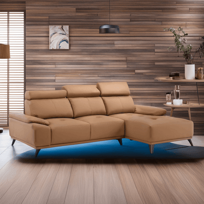 Aries Genuine Leather L-Shaped Sofa Singapore