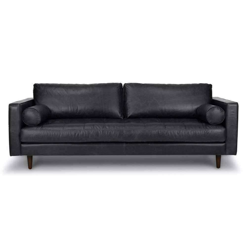 Ashla Black Faux Leather Sofa Singapore