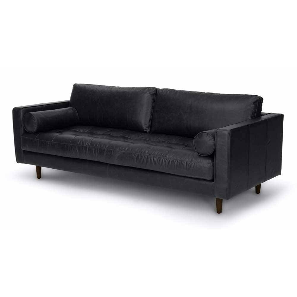 Ashla Black Faux Leather Sofa Singapore