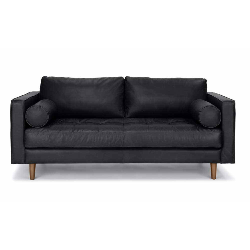 Ashla Black Faux Leather Sofa Singapore