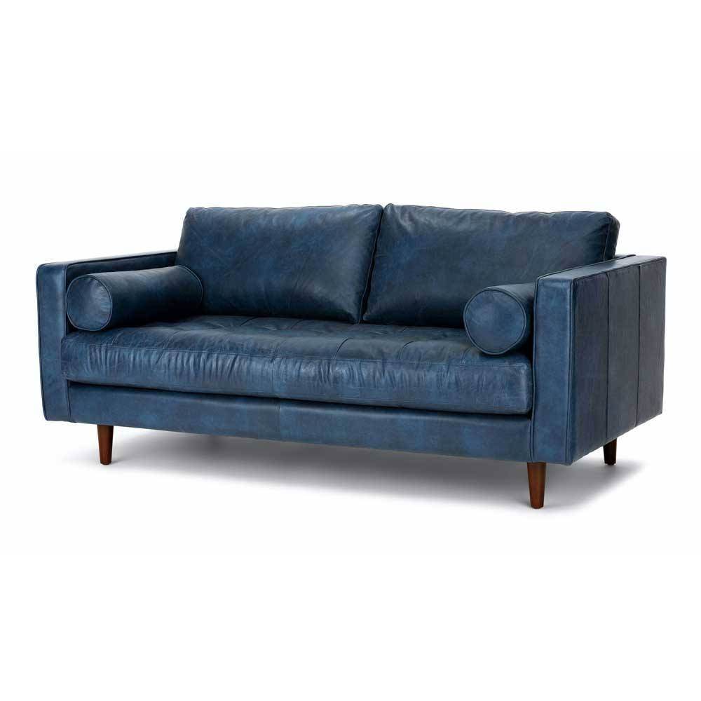 Ashla Blue Faux Leather Sofa Singapore