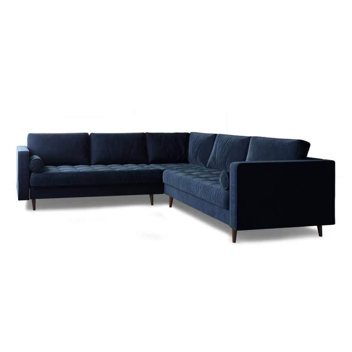 Ashla Blue Velvet Fabric Sectional Sofa Singapore