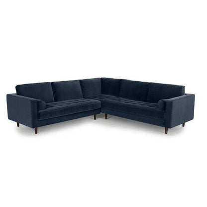 Ashla Blue Velvet Fabric Sectional Sofa Singapore