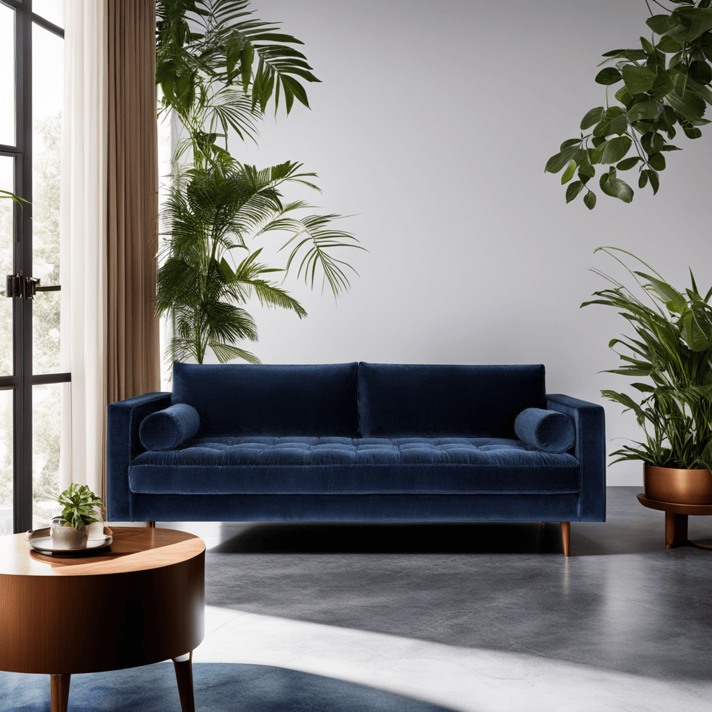 Ashla Blue Velvet Fabric Sofa Singapore