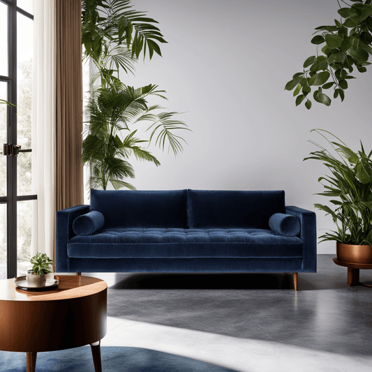 Ashla Blue Velvet Fabric Sofa Singapore