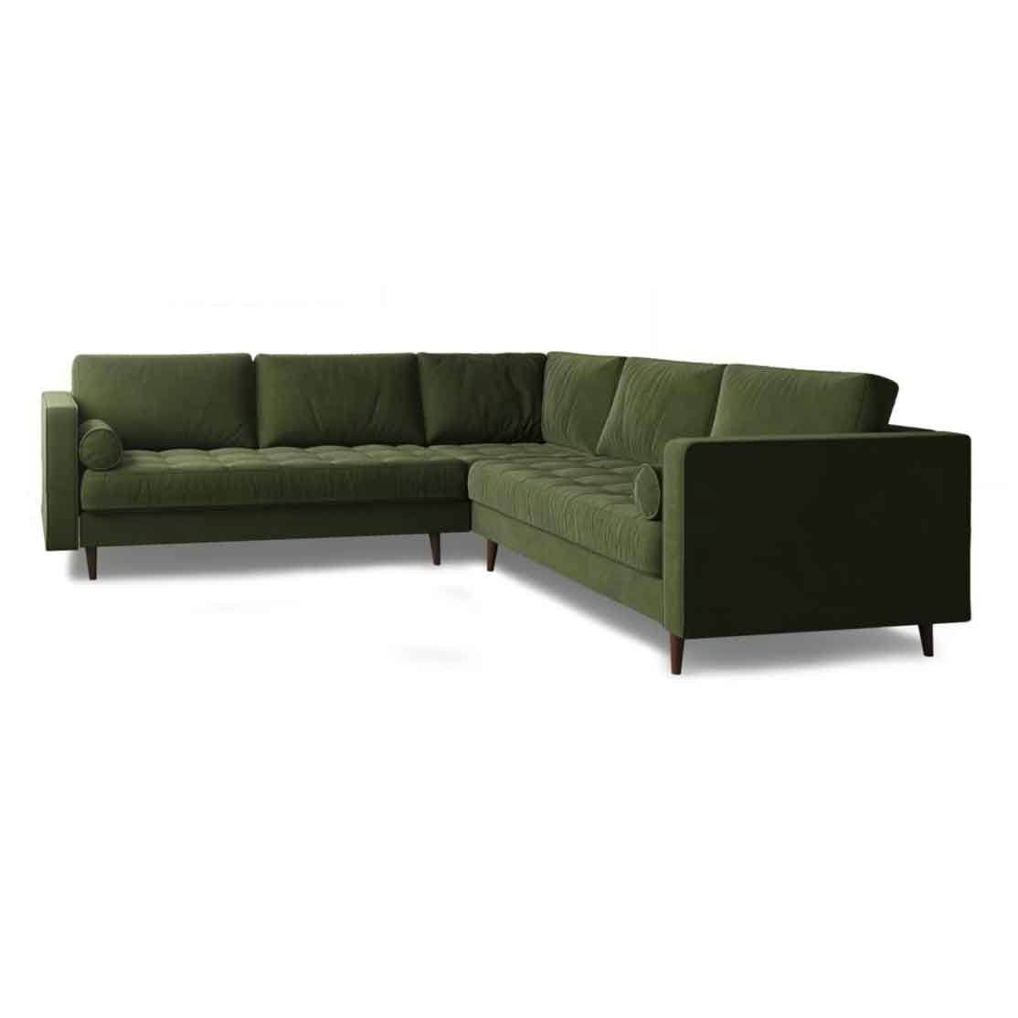 Ashla Green Velvet Fabric Sectional Sofa Singapore