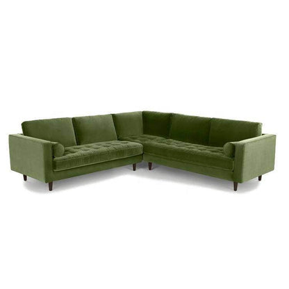 Ashla Green Velvet Fabric Sectional Sofa Singapore