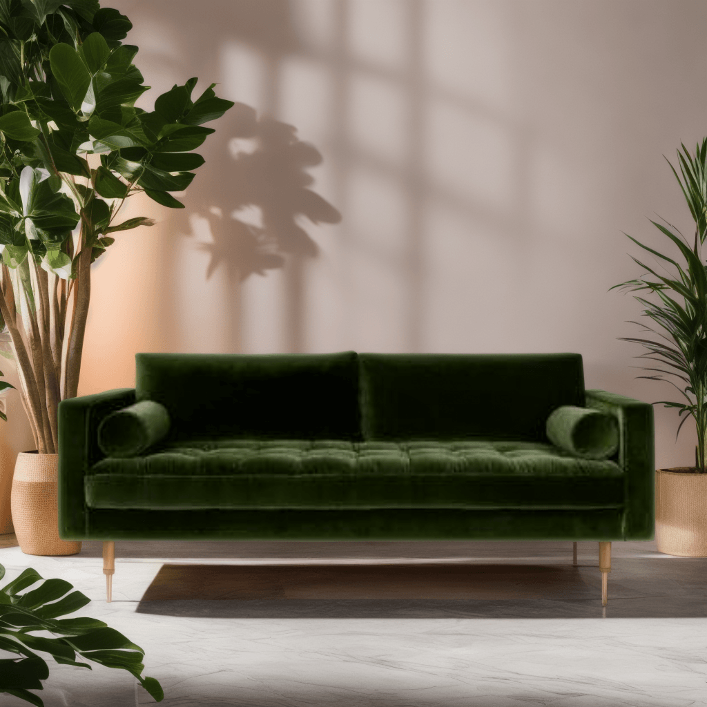 Ashla Green Velvet Fabric Sofa Singapore