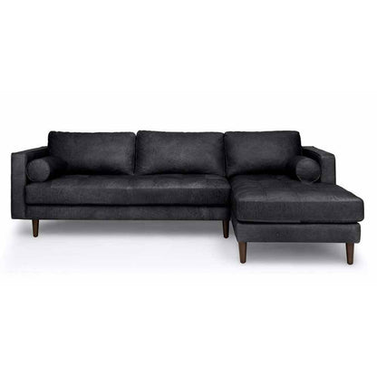 Ashla L-Shape Black Faux Leather Sofa Singapore