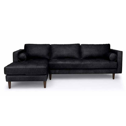 Ashla L-Shape Black Faux Leather Sofa Singapore