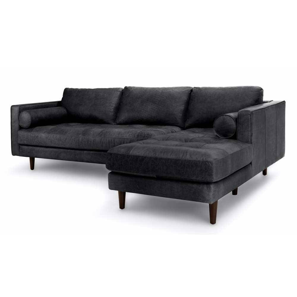 Ashla L-Shape Black Faux Leather Sofa Singapore