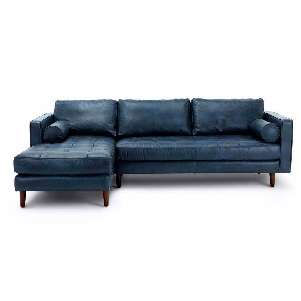 Ashla L-Shape Blue Faux Leather Sofa Singapore