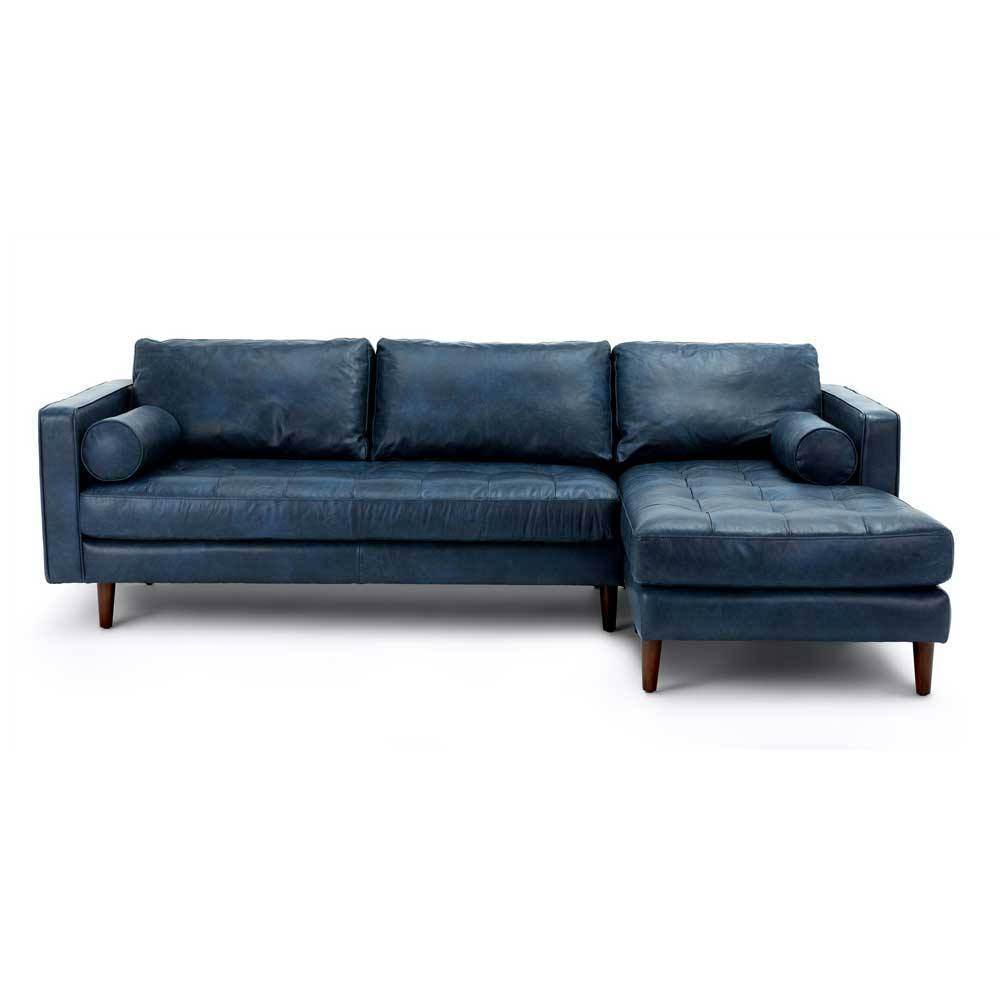 Ashla L-Shape Blue Faux Leather Sofa Singapore