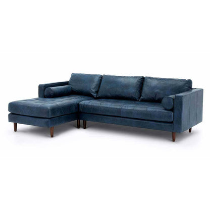 Ashla L-Shape Blue Faux Leather Sofa Singapore