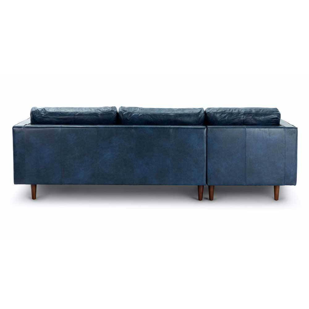 Ashla L-Shape Blue Faux Leather Sofa Singapore