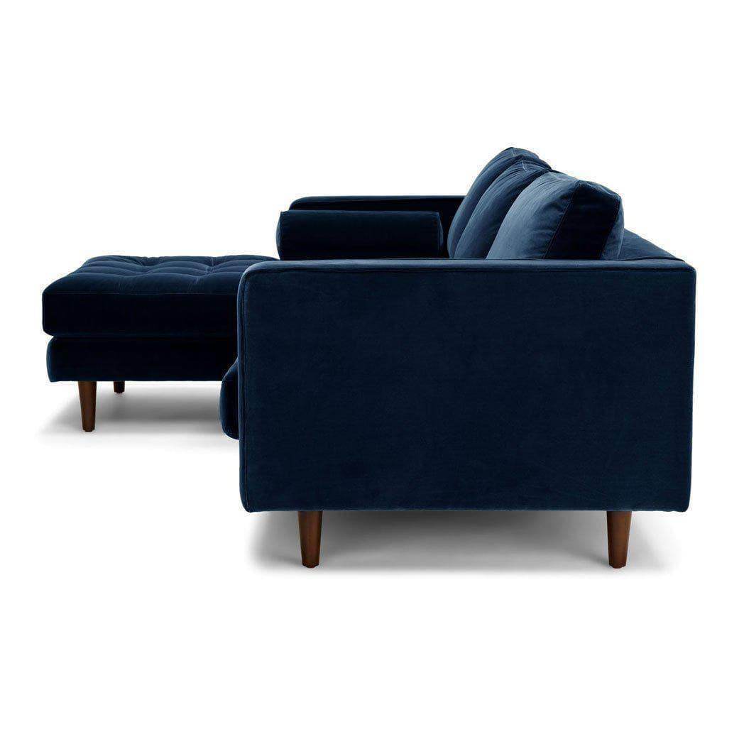 Ashla L-Shape Blue Velvet Fabric Sofa Singapore