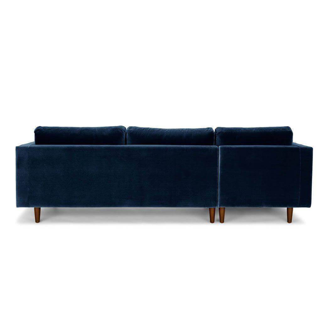 Ashla L-Shape Blue Velvet Fabric Sofa Singapore