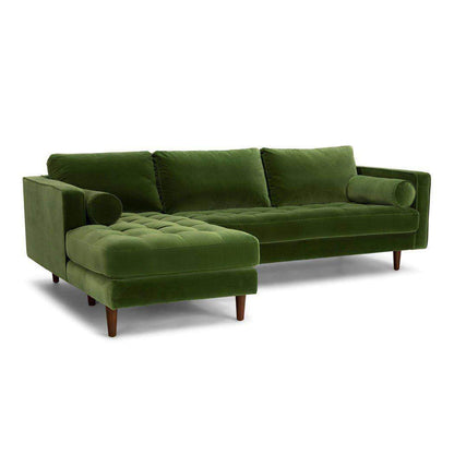 Ashla L-Shape Green Velvet Fabric Sofa Singapore