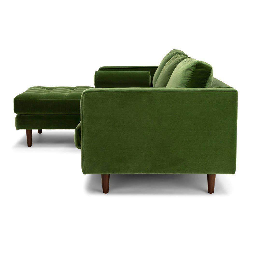 Ashla L-Shape Green Velvet Fabric Sofa Singapore