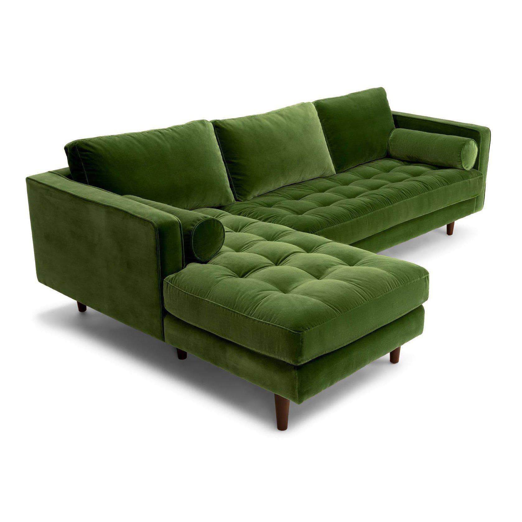 Ashla L-Shape Green Velvet Fabric Sofa Singapore