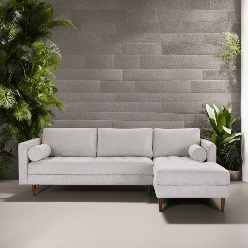 Ashla L-Shape Grey Fabric Sofa Singapore