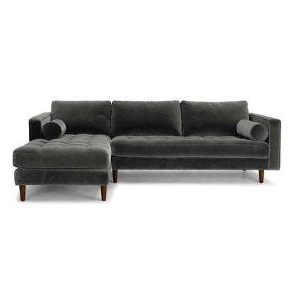 Ashla L-Shape Grey Velvet Fabric Sofa Singapore