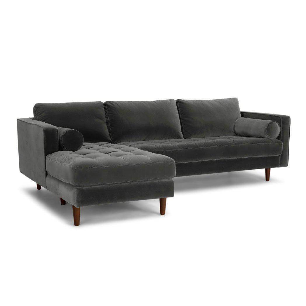 Ashla L-Shape Grey Velvet Fabric Sofa Singapore