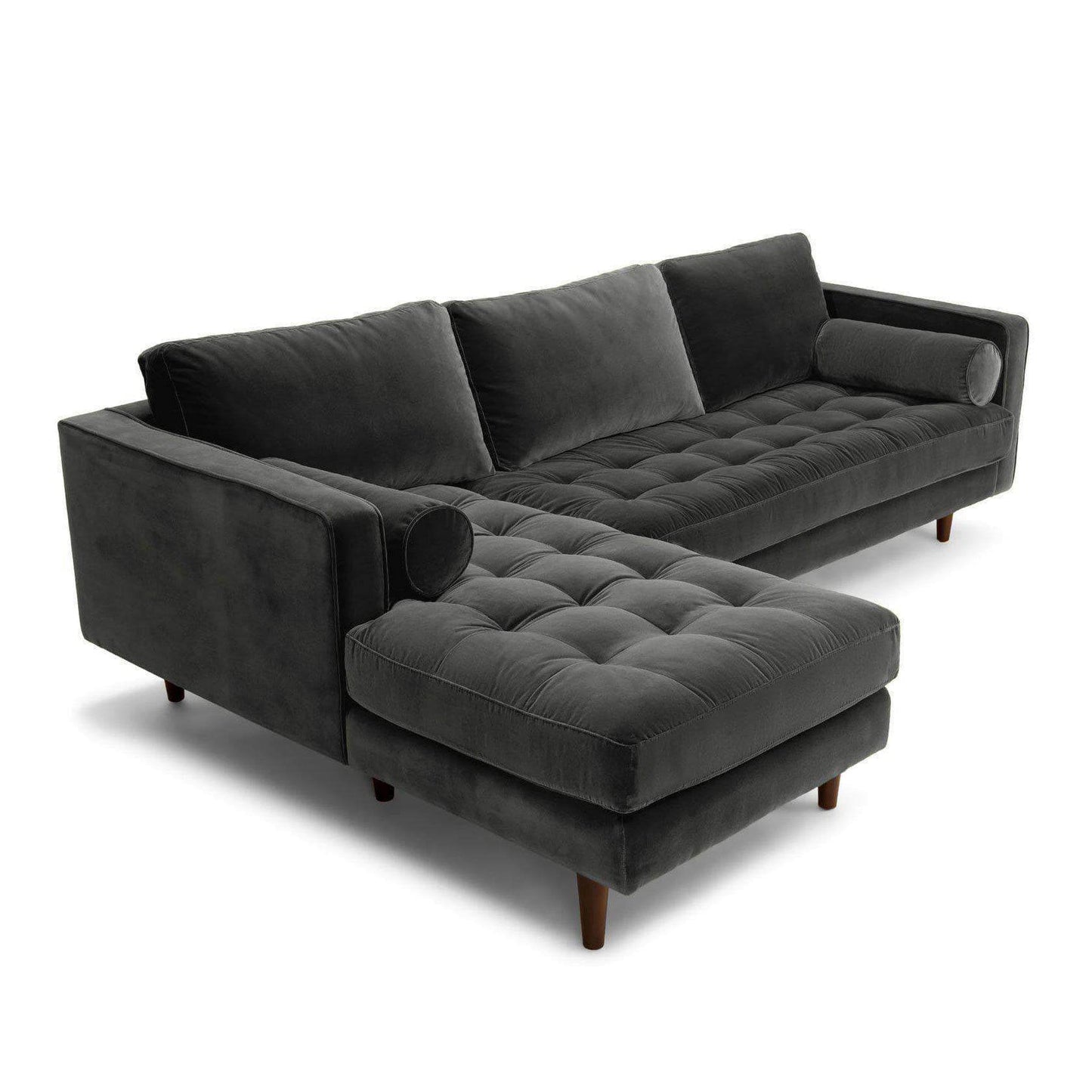 Ashla L-Shape Grey Velvet Fabric Sofa Singapore