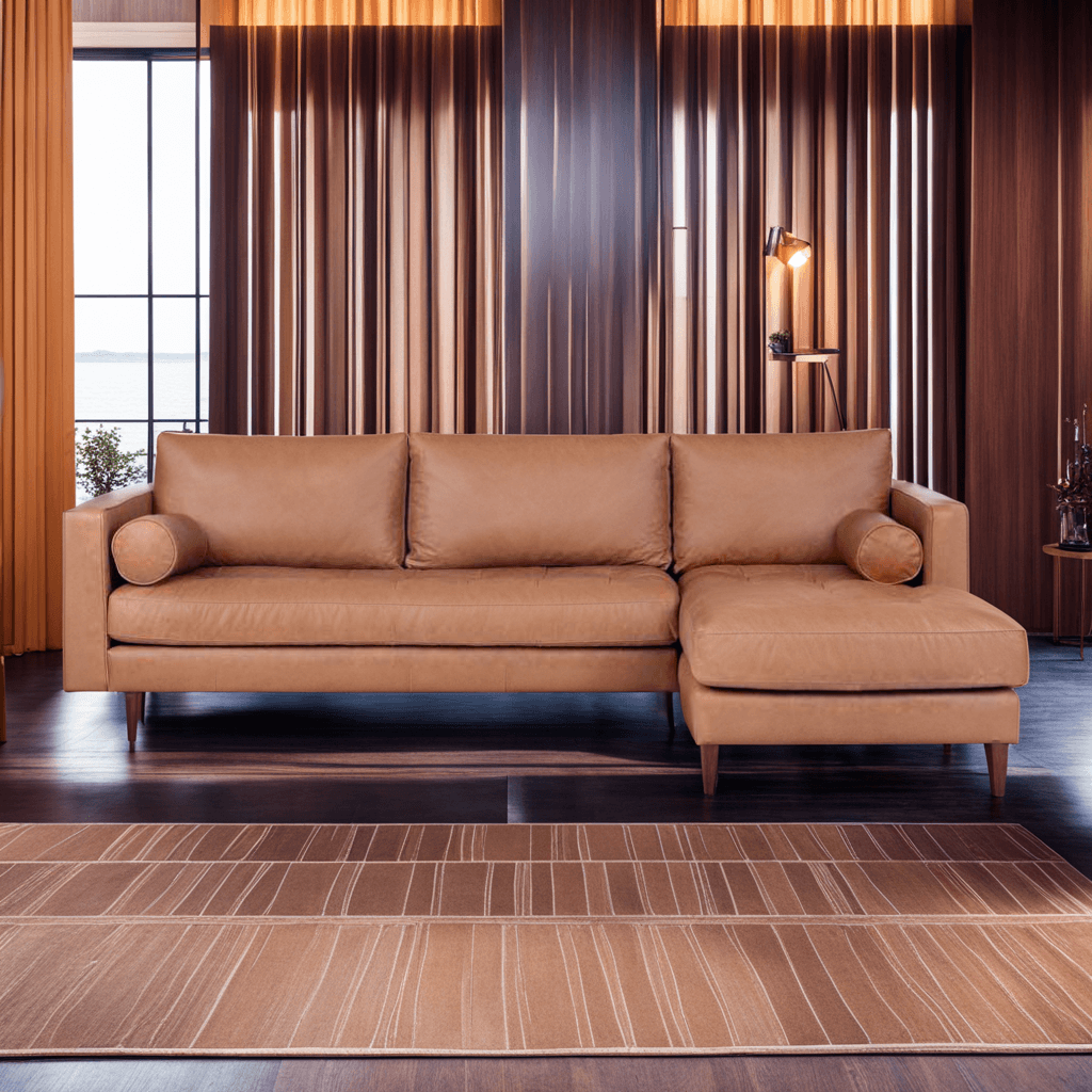 Ashla L-Shape Light Brown Faux Leather Sofa Singapore