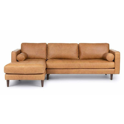 Ashla L-Shape Light Brown Faux Leather Sofa Singapore