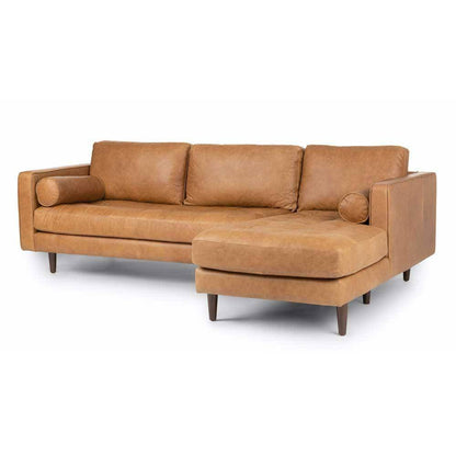 Ashla L-Shape Light Brown Faux Leather Sofa Singapore