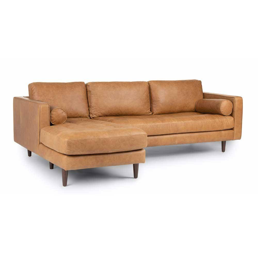 Ashla L-Shape Light Brown Faux Leather Sofa Singapore