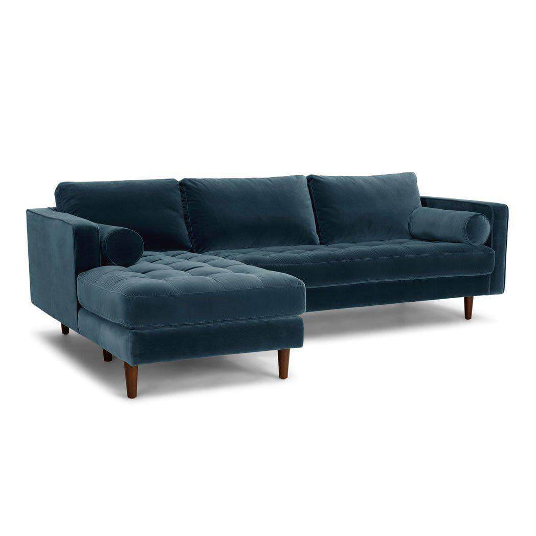 Ashla L-Shape Petrol Velvet Fabric Sofa Singapore