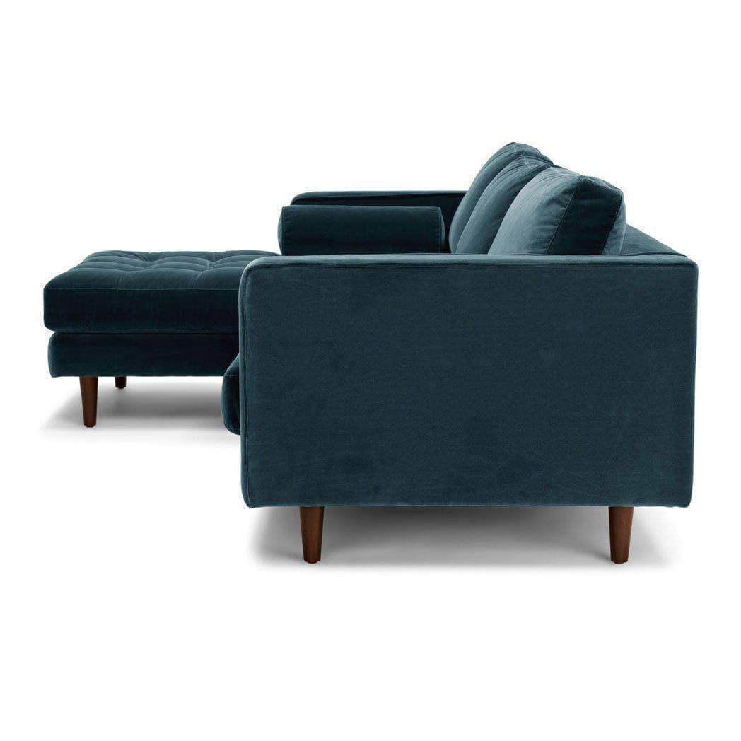 Ashla L-Shape Petrol Velvet Fabric Sofa Singapore