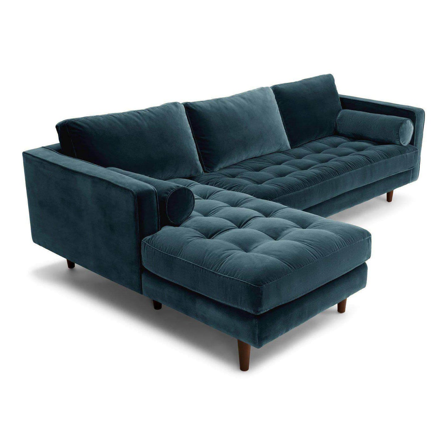 Ashla L-Shape Petrol Velvet Fabric Sofa Singapore