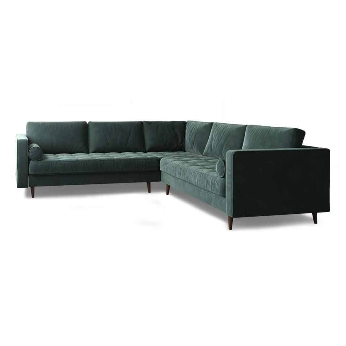 Ashla Petrol Velvet Fabric Sectional Sofa Singapore