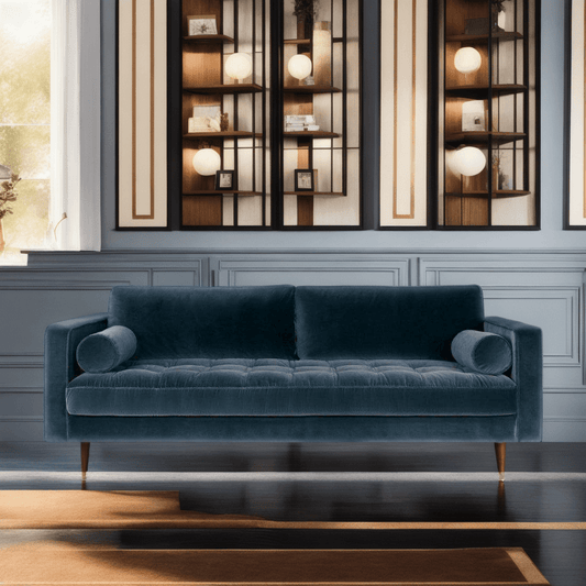 Ashla Petrol Velvet Fabric Sofa Singapore