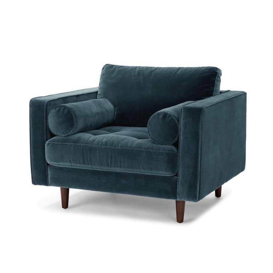 Ashla Petrol Velvet Fabric Sofa Singapore