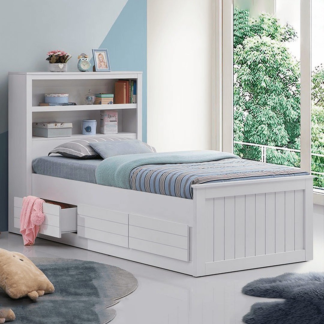 Avisa White Drawer Bed (Single Size) Singapore